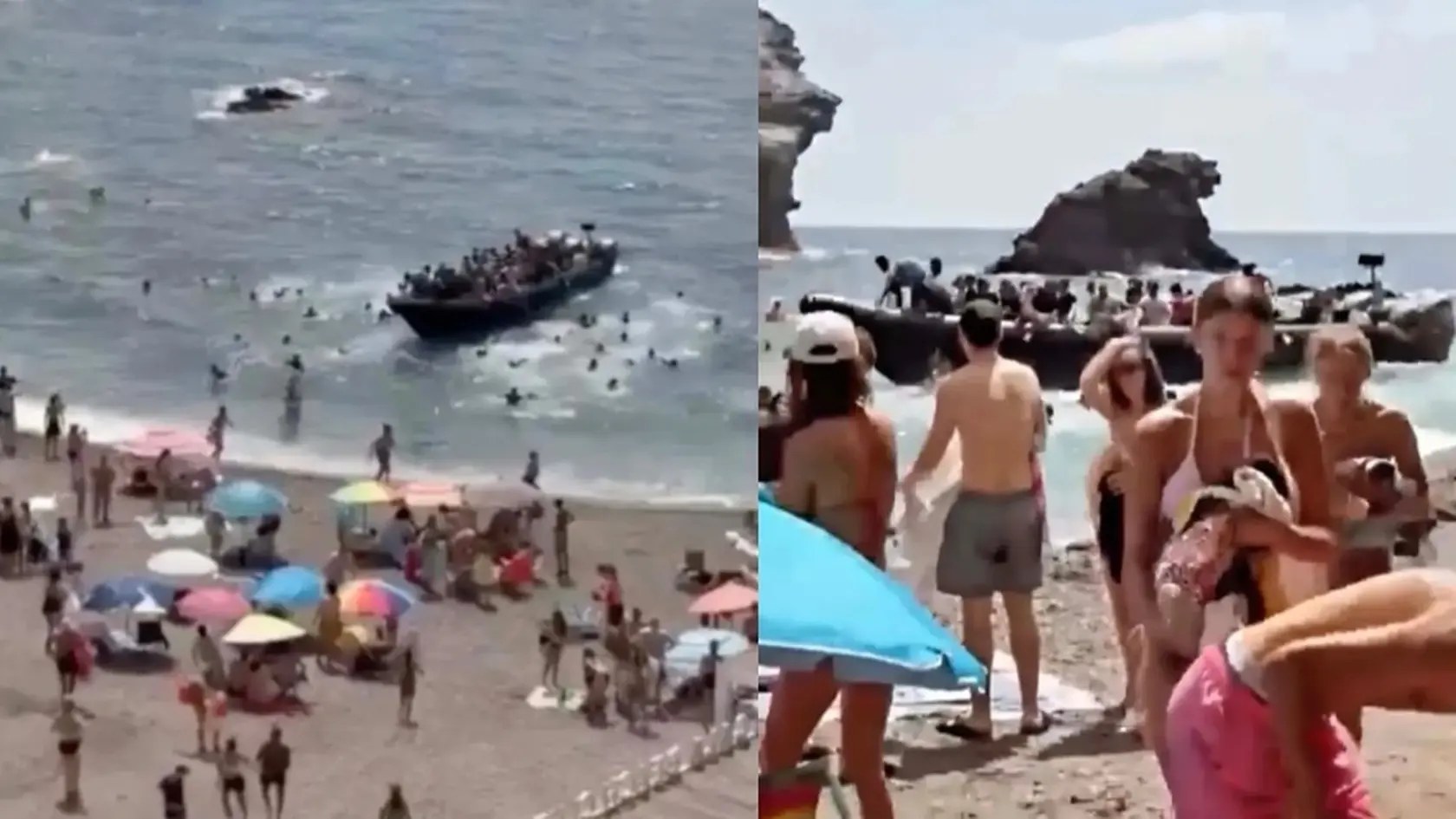 Na pláži plnú turistov sa zrazu vynoril čln s migrantmi.